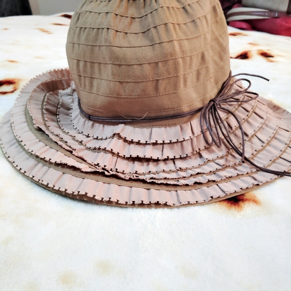 🖤3for25🖤90s/Y2K Basic Boho Brown Floppy Hippie Sunhat w/ Bowtie - Picture 2 of 5